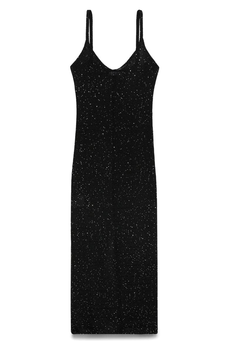 Sequin Detail Knit Midi Dress, Alternate, color, BLACK