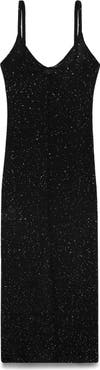 MANGO Sequin Detail Knit Midi Dress