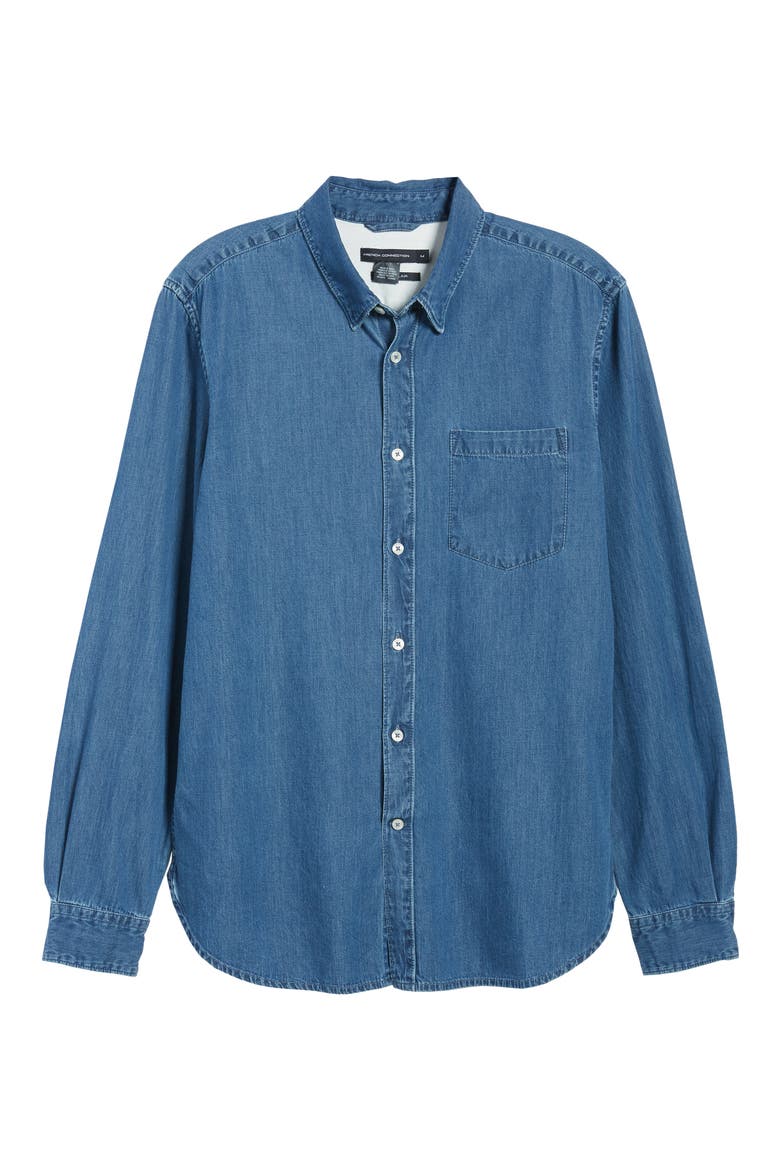 Slim Fit Denim Shirt, Alternate, color, MID WASH