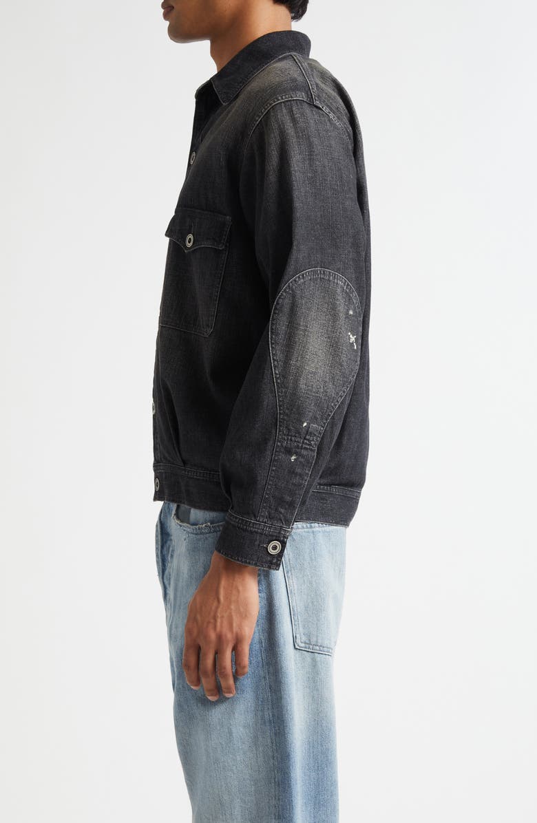 Maison Margiela Distressed Denim Jacket, Alternate, color, Black