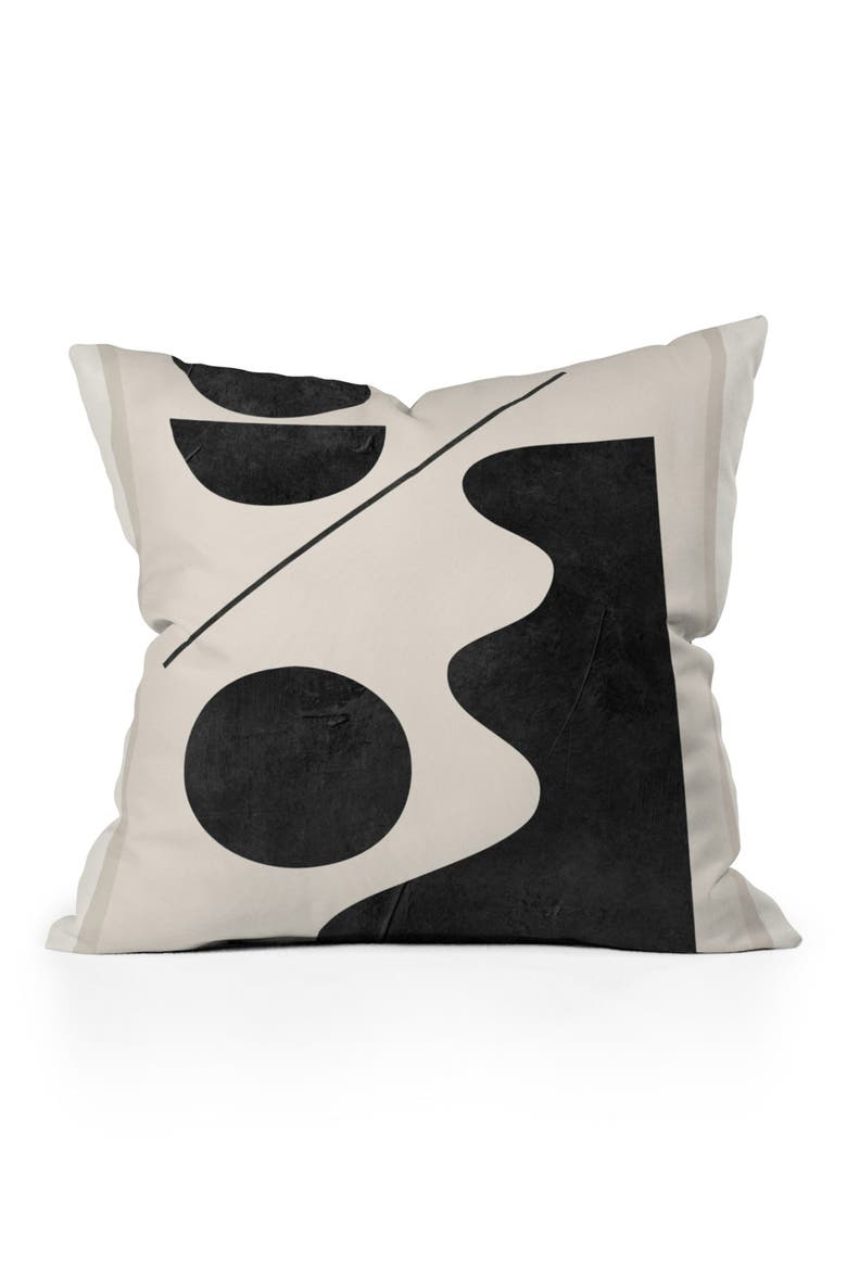 Modern Abstract Print Throw Pillow, Main, color, BLACK WHITE