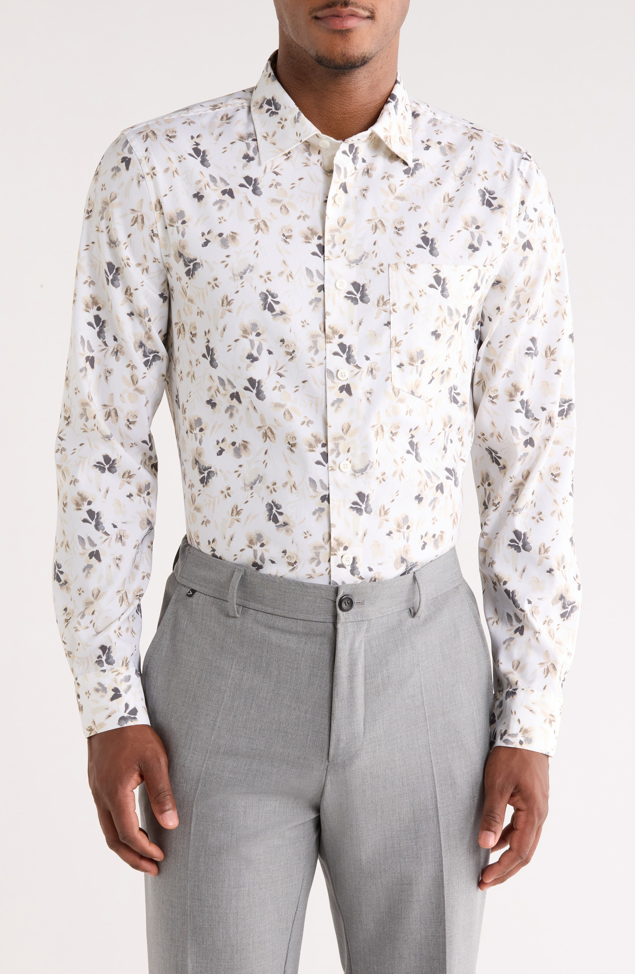 Nordstrom Floral Stretch Button-Up Shirt