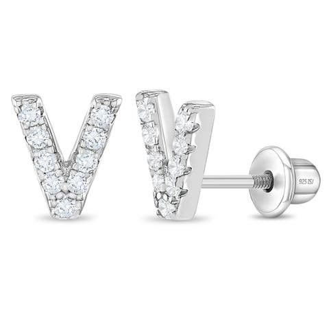 Cubic Zirconia Letter Initial Earrings