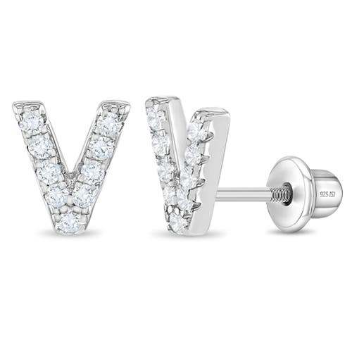 Shop In Season Jewelry Cubic Zirconia Letter Initial Earrings In Letter V