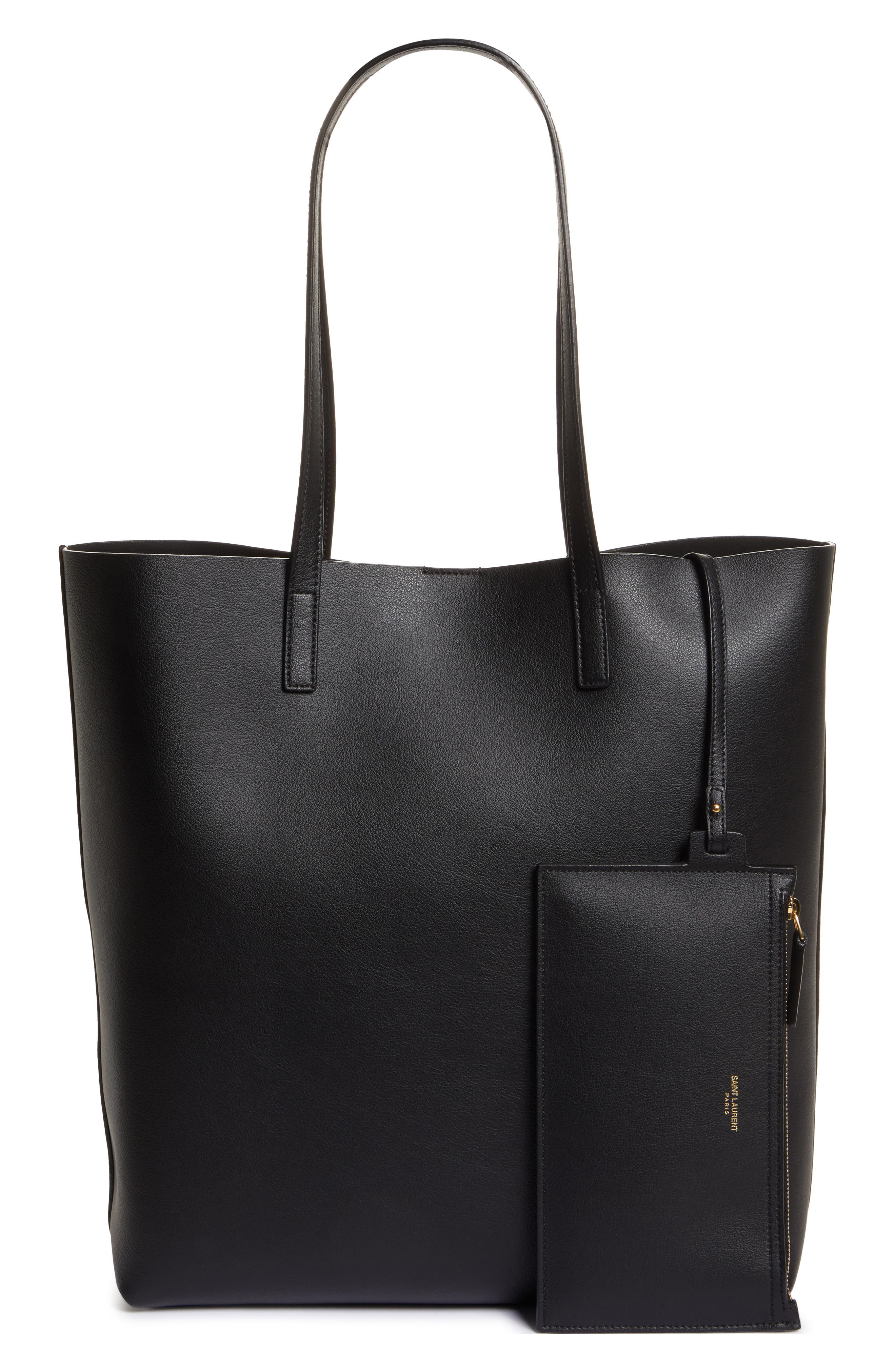 Saint Laurent North/South Leather Shopping Tote, Alternate, color, 