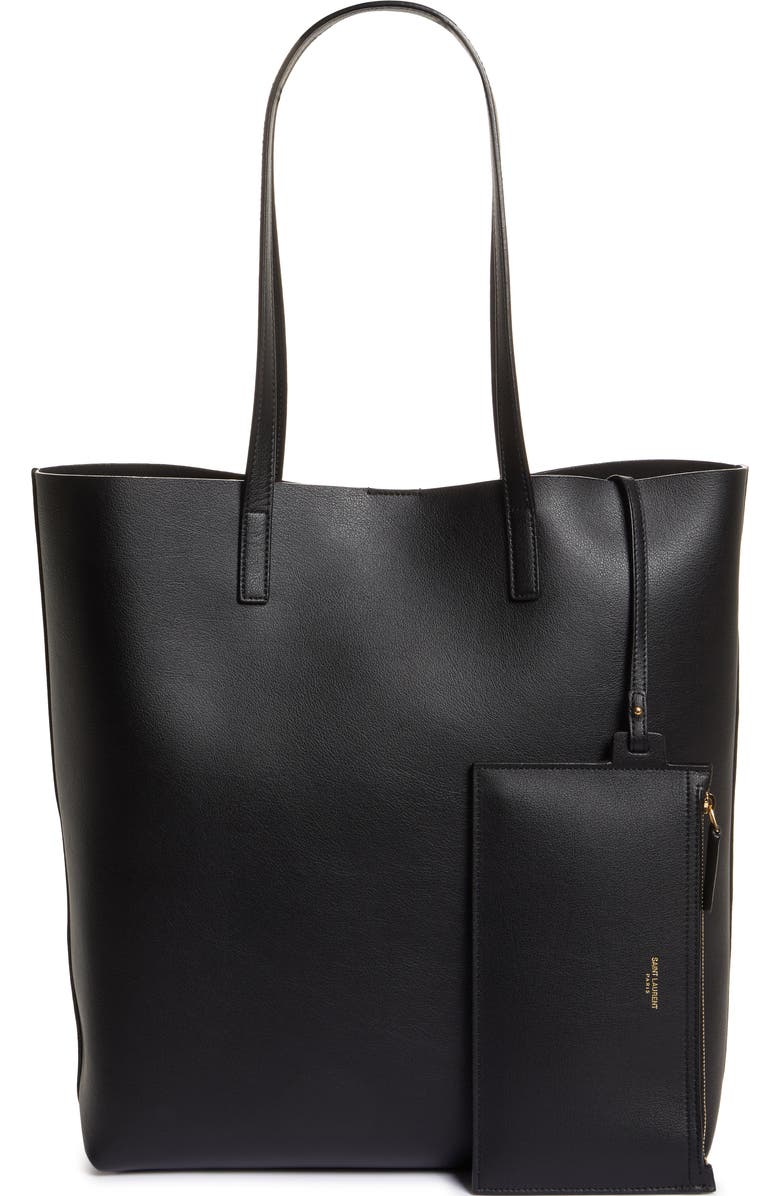 Saint Laurent North/South Leather Shopping Tote, Alternate, color,