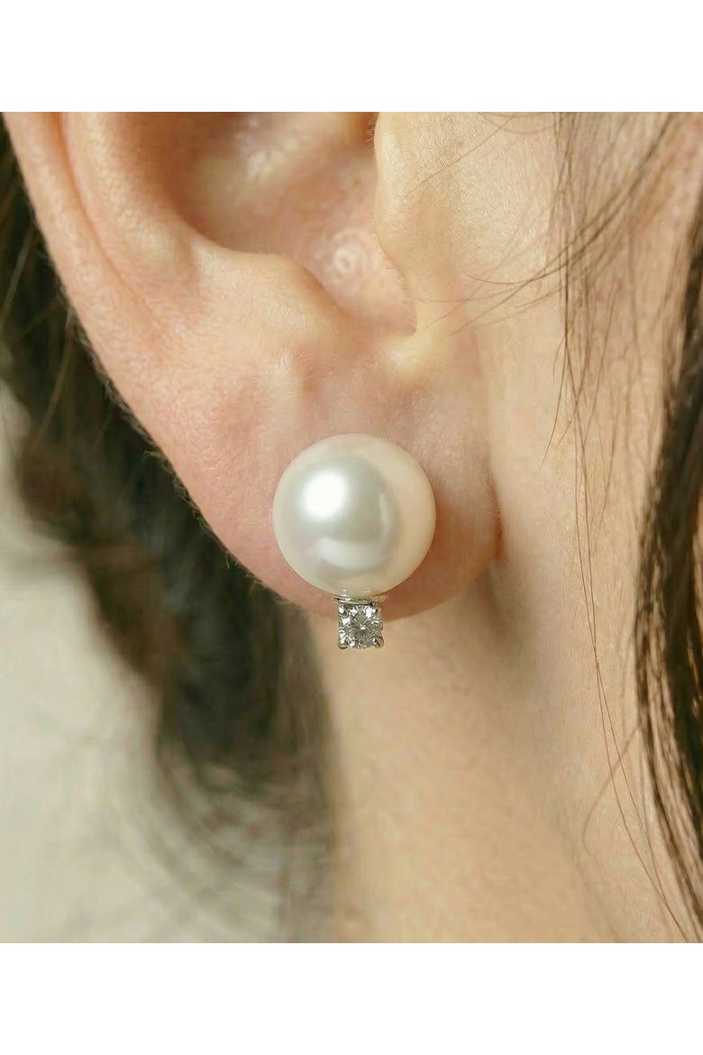Akoya Pearl & Diamond Sasha Earrings, Alternate, color, White Gold