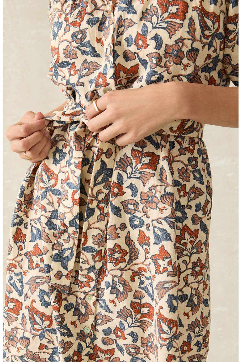 Carmel Floral Linen Blend Dress, Alternate, color, GINGER MAPLEWOOD
