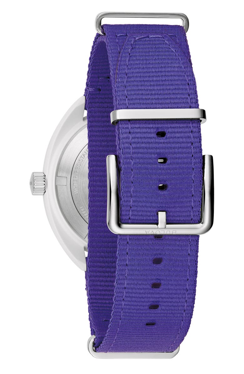 BULOVA Snorkel #Tide Ocean Material<sup>®</sup> NATO Strap Watch, 41mm, Alternate, color, Purple