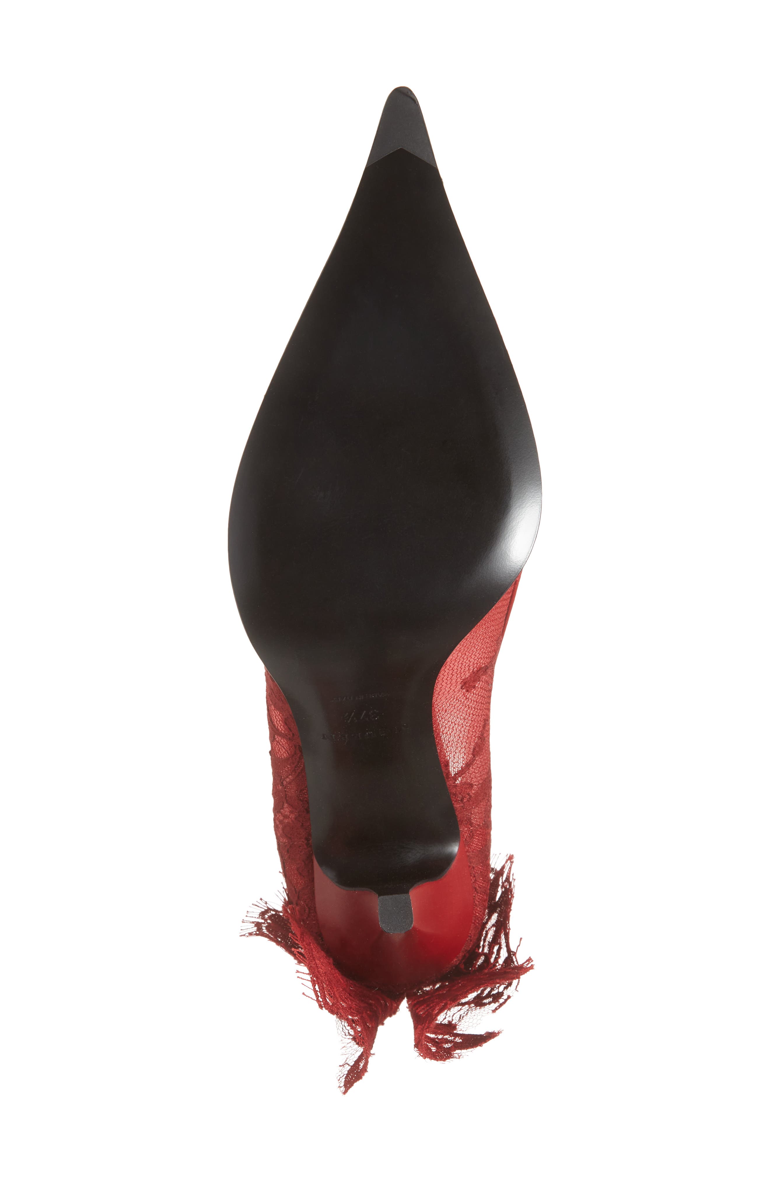 McQueen Drape Lace Pointed Toe Pump, Alternate, color, Crimson