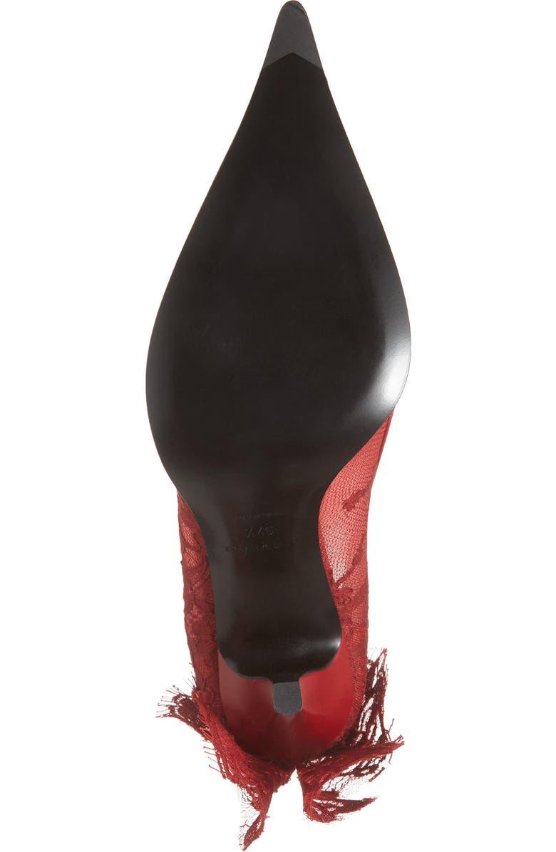 McQueen Drape Lace Pointed Toe Pump, Alternate, color, Crimson