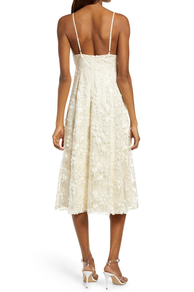 Flourishing Embroidered Lace Fit & Flare Dress, Alternate, color, CREAM