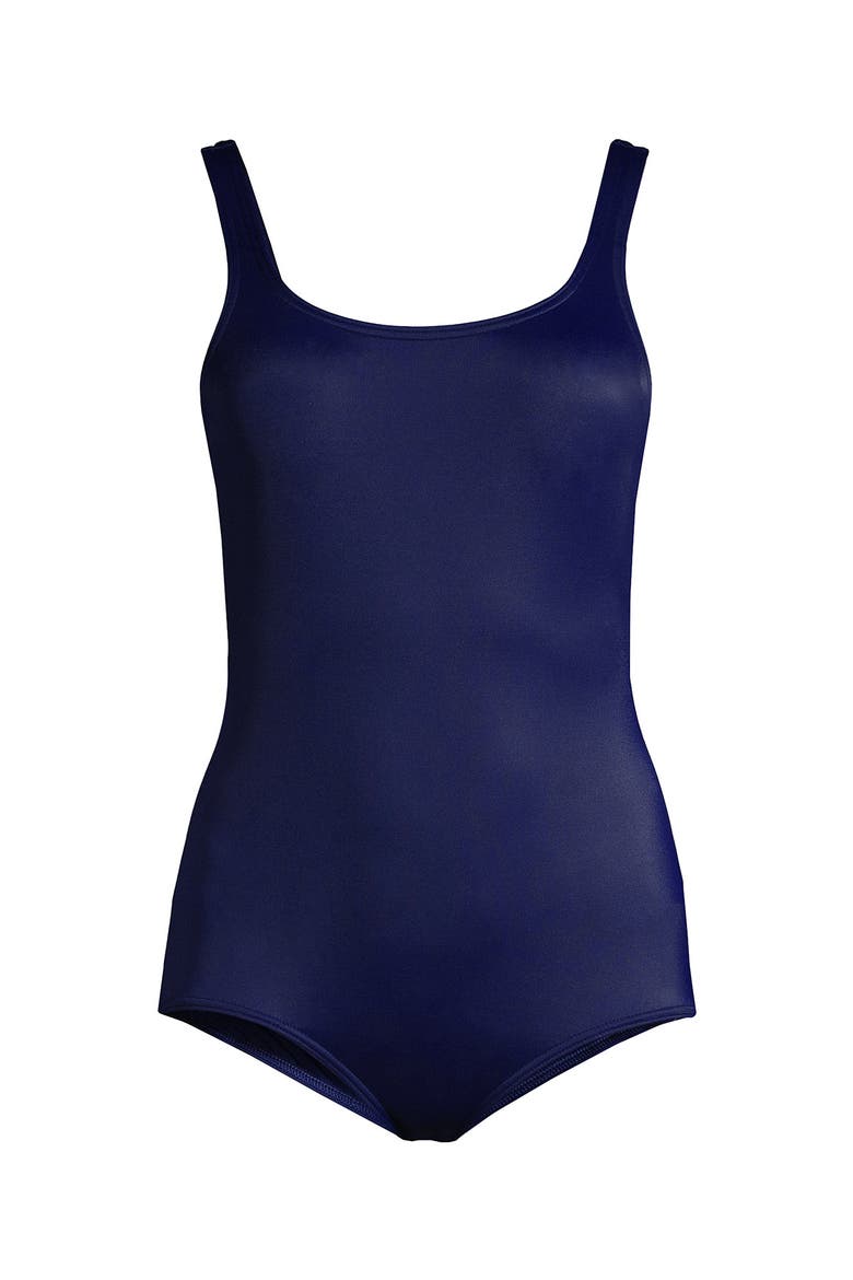 Plus Size DD-Cup Chlorine Resistant Scoop Neck Soft Cup Tugless Sporty One Piece Swimsuit, Alternate, color, Deep Sea Navy
