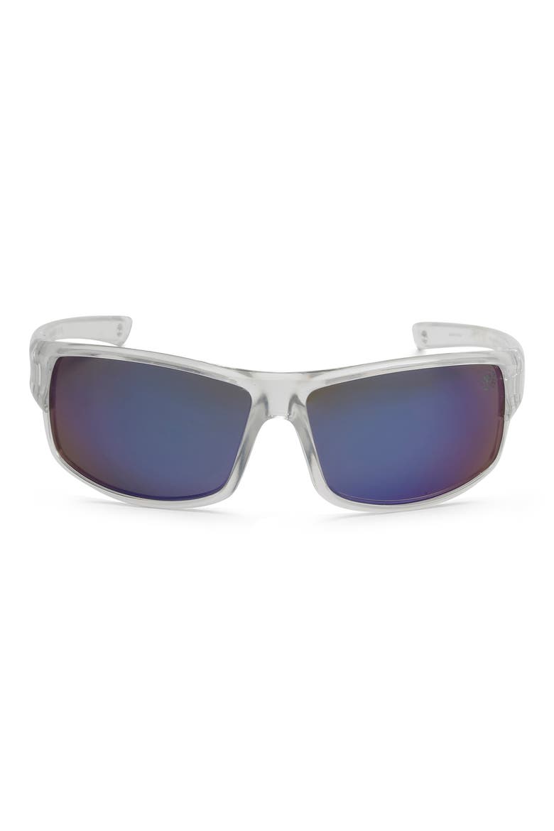 64mm Oversize Polarized Rectangular Sunglasses, Main, color, CRYSTAL / SMOKE POLARIZED