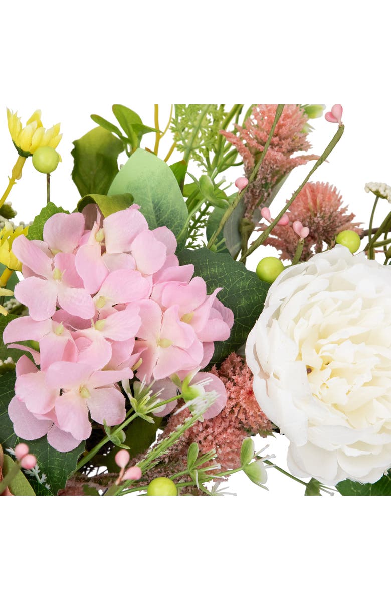 Northlight Rose and Hydrangea Floral Spring Wreath - 26" - Pink and Yellow, Alternate, color, Pink