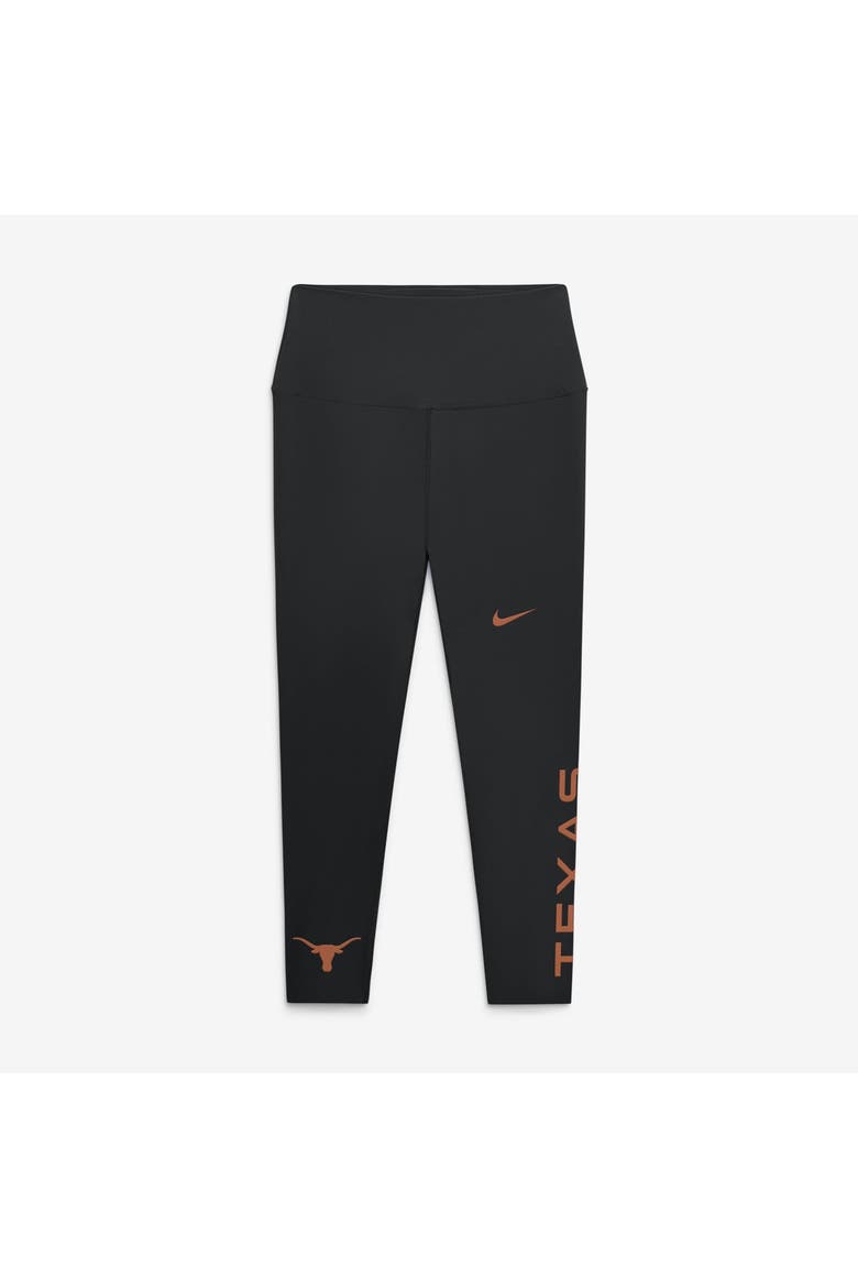 Women's Nike Black Texas Longhorns Zenvy High Rise Dri-FIT 7/8 Leggings, Alternate, color, Black