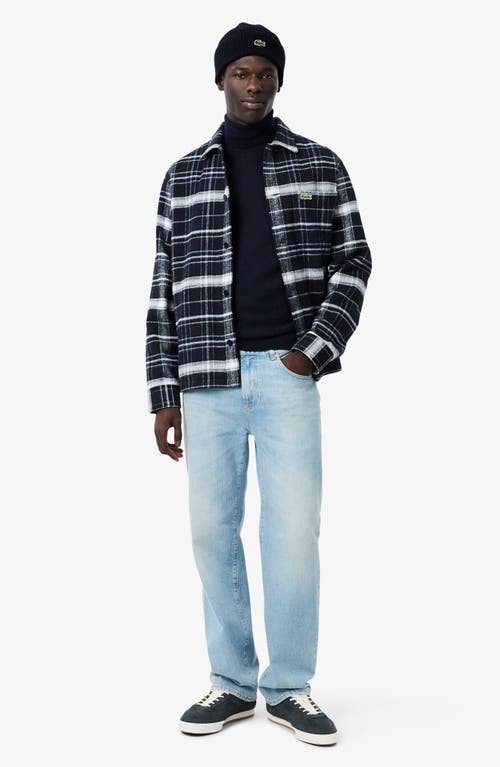 Lacoste Classic Wool Beanie In Blue