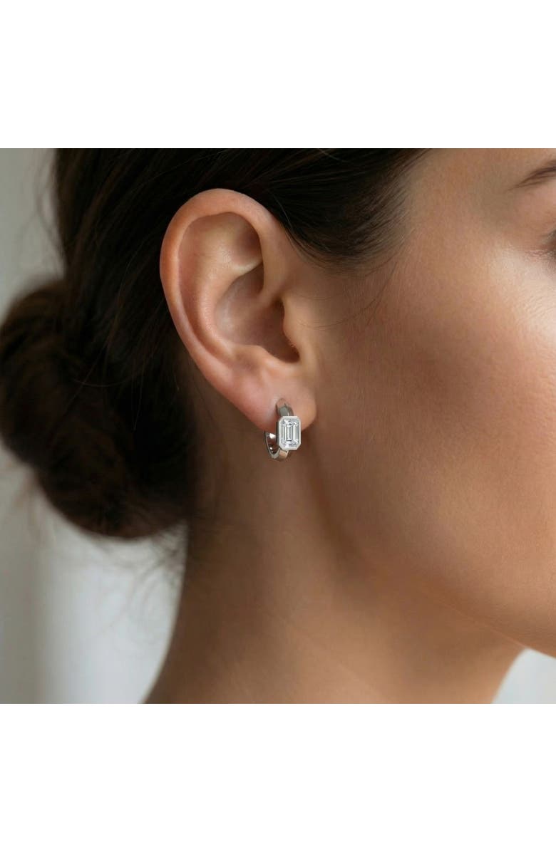 Bliss Diamond 1 1/3Ct Emerald Cut Brava Bezel Diamond Hoops 5/8" Huggies 14k Gold Lab Grown, Alternate, color, 14K Yellow Gold