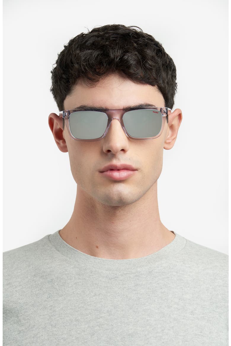 Gender Inclusive HG 1297/S 54mm Square Sunglasses, Alternate, color, CLEAR