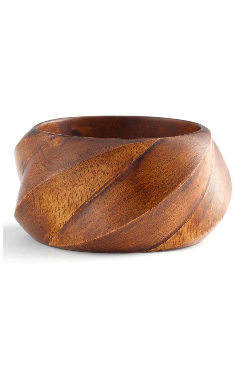 Wide Wood Bangle, Main, color, DARK WOOD
