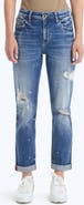 Bayeas Paint Splatter Ripped High Waist Mom Jeans