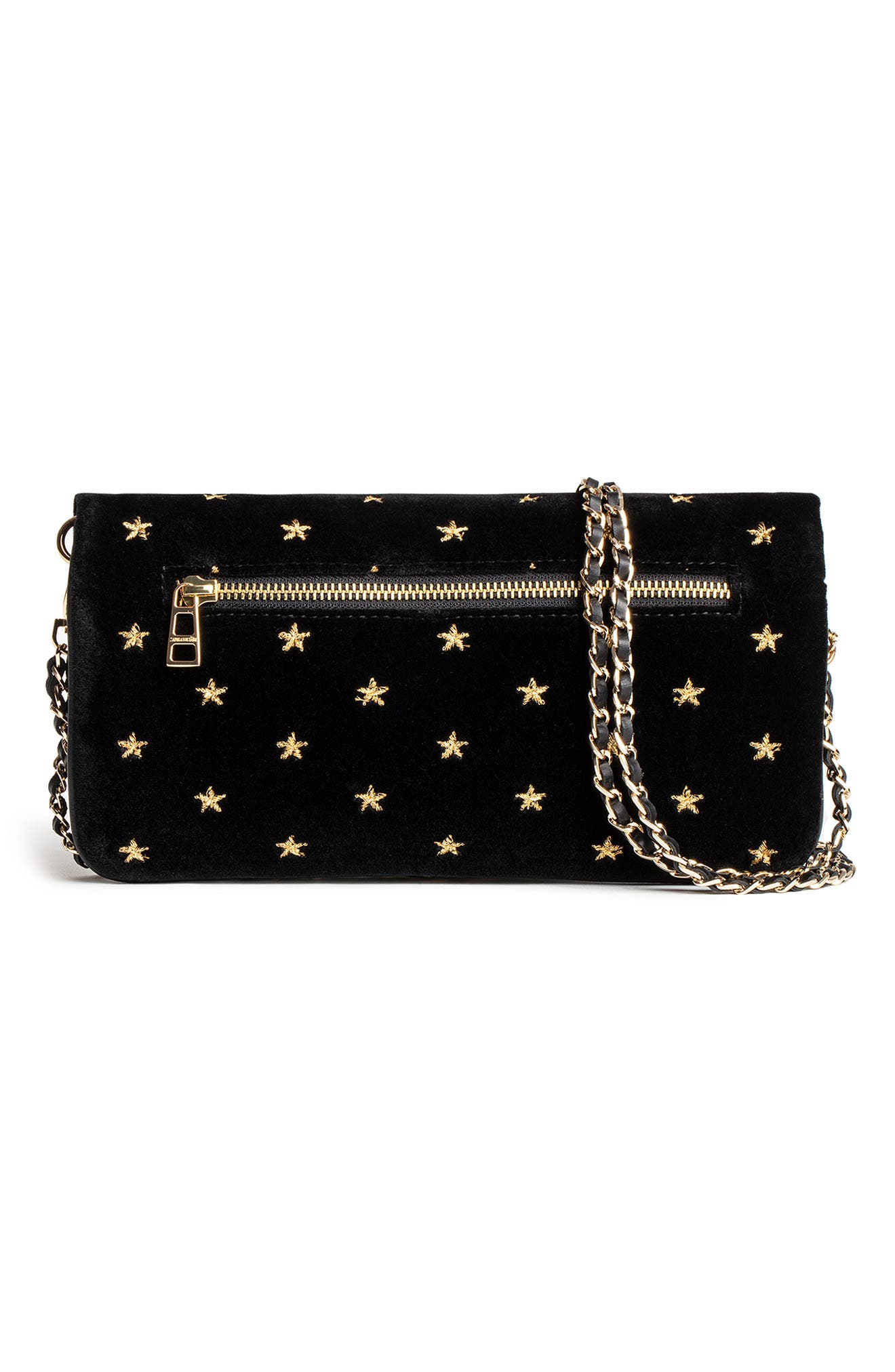Zadig & Voltaire Rock Stars Velvet Crossbody Bag, Alternate, color, 