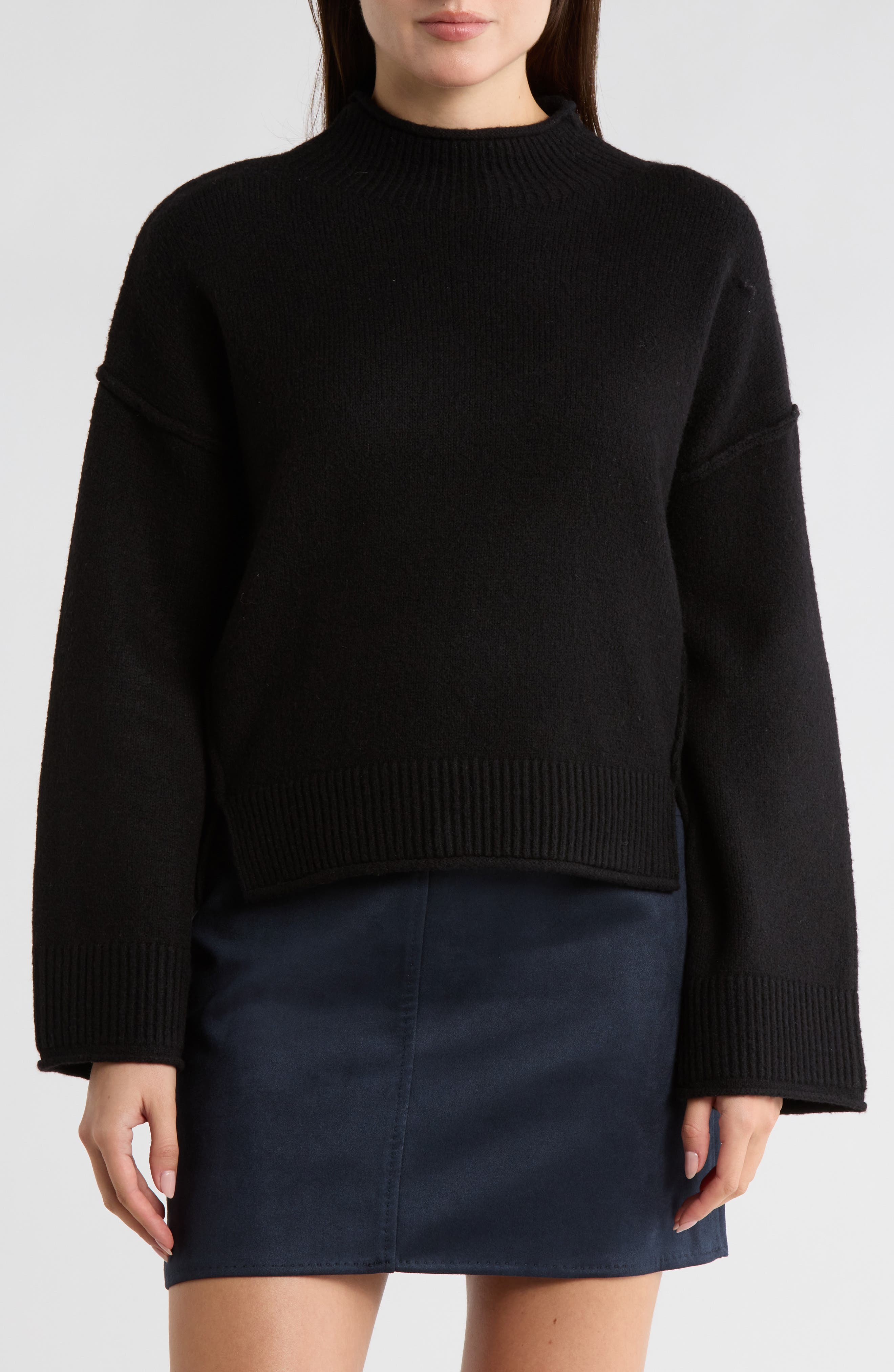 MAX STUDIO Exposed Seam Turtleneck Sweater