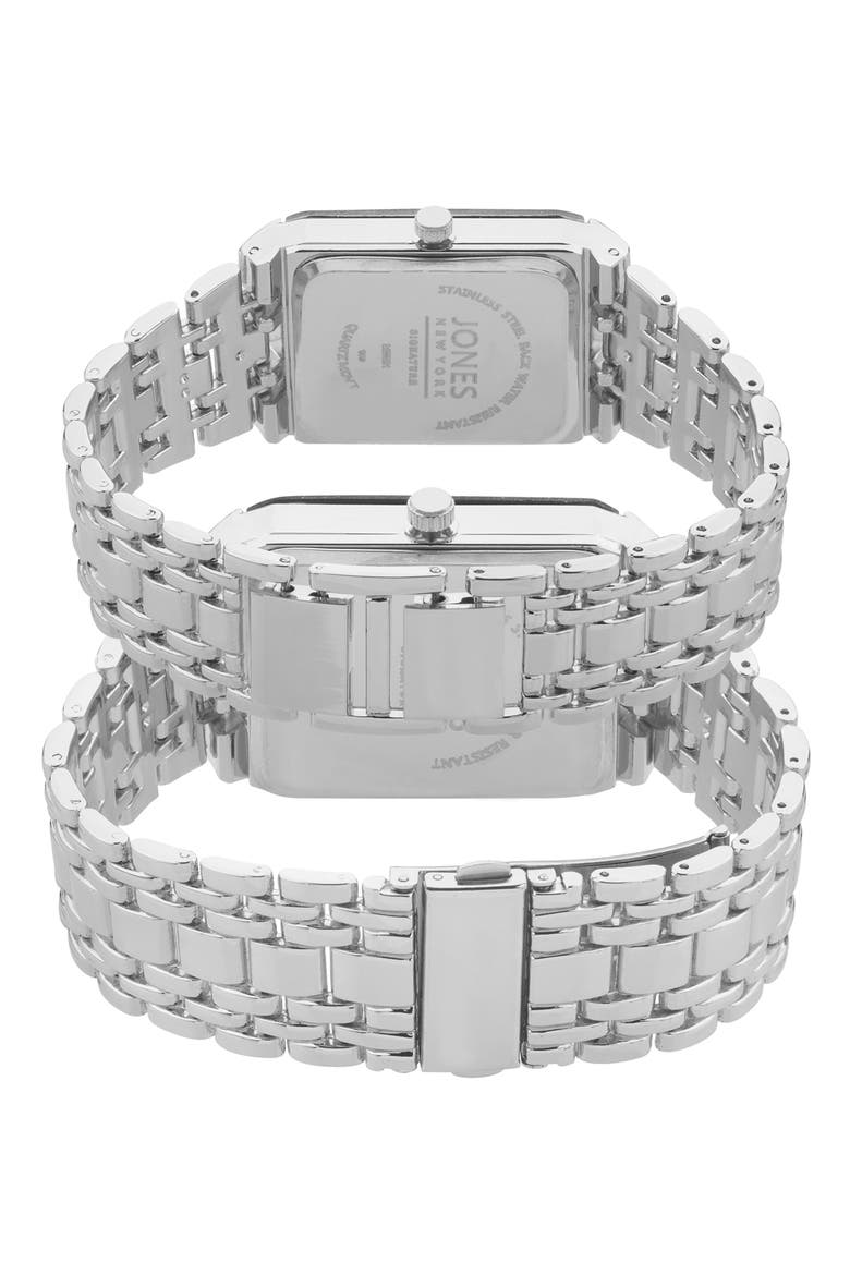 Two-Piece Diamond Accent Bracelet Watch His & Hers Set, Alternate, color, SILVER