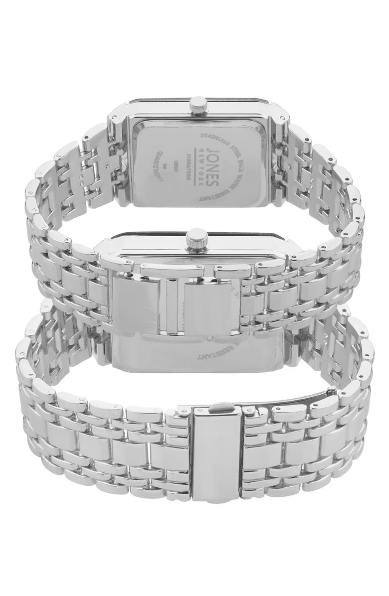 Jones New York Two-Piece Diamond Accent Bracelet Watch His & Hers Set, Alternate, color, Silver