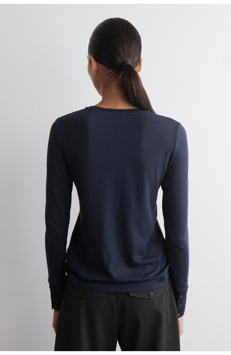 COS Cotton Jersey Long-Sleveled Top, Alternate, color, Dark Blue