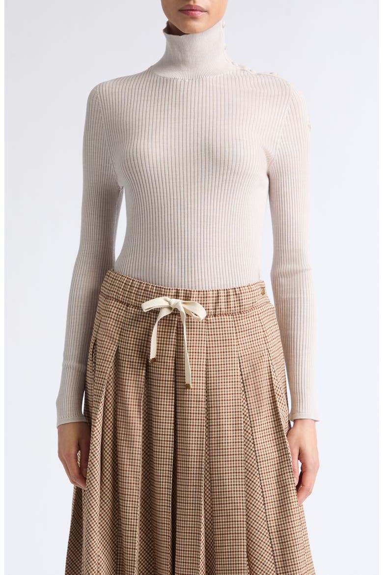 Fitted Rib Virgin Wool Turtleneck Sweater, Main, color, WHITE