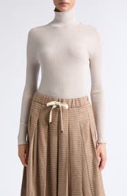 Moncler Fitted Rib Virgin Wool Turtleneck Sweater