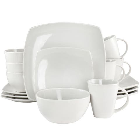 Bright Shell 16 Piece Square Stoneware Dinnerware Set