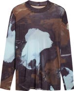 Homme Plissé Issey Miyake Agate Print Sheer Mesh Long Sleeve