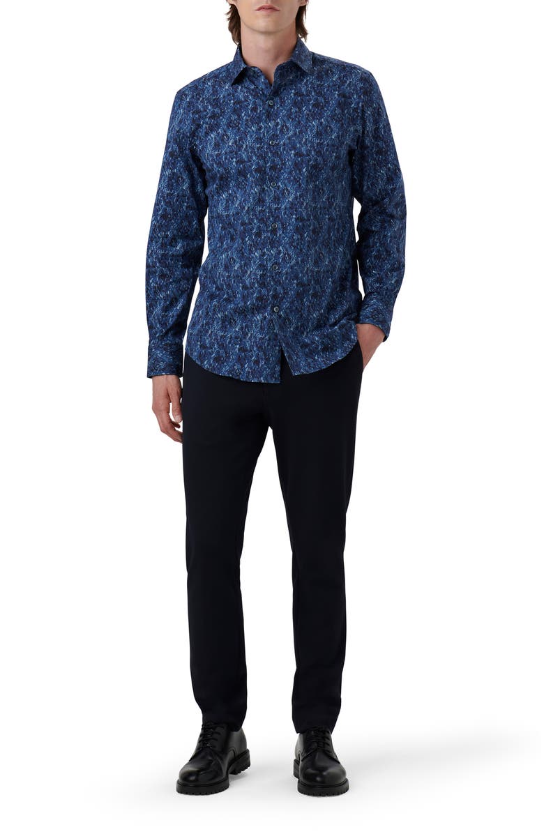 Bugatchi Axel Shaped Fit Stretch Cotton Button-Up Shirt, Alternate, color,