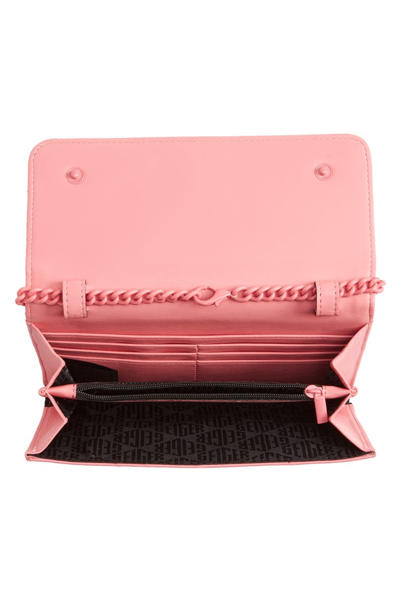 Soho Drench Leather Wallet on a Chain, Alternate, color, PINK
