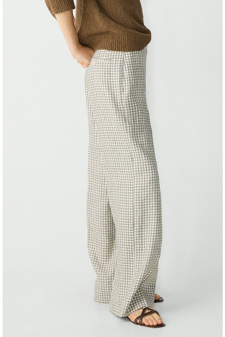 Check Linen Blend Pants, Alternate, color, CREAM/ GREY MULTI