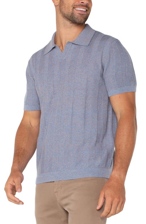 Liverpool Los Angeles Johnny Collar Short Sleeve Cotton Blend Polo Sweater In Blue