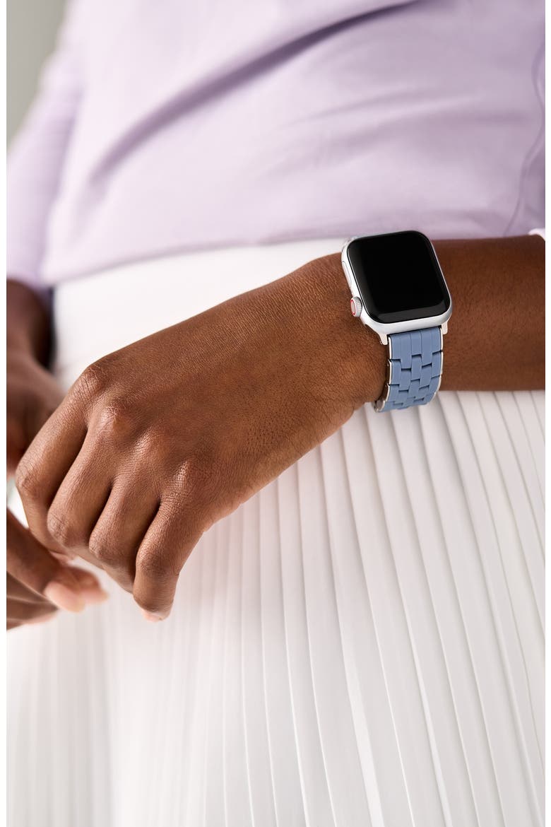 Silicone 20mm Apple Watch® Watchband, Alternate, color, BLUE/ SILVER
