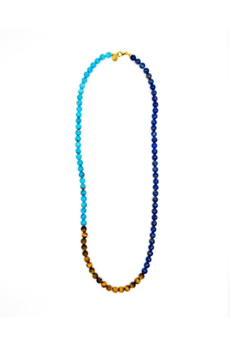 Turquoise, Lapis, Tiger Eye Rope Necklace, Main, color, Blue