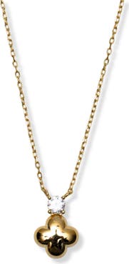 Argento Vivo Sterling Silver Cubic Zirconia Clover Pendant Necklace