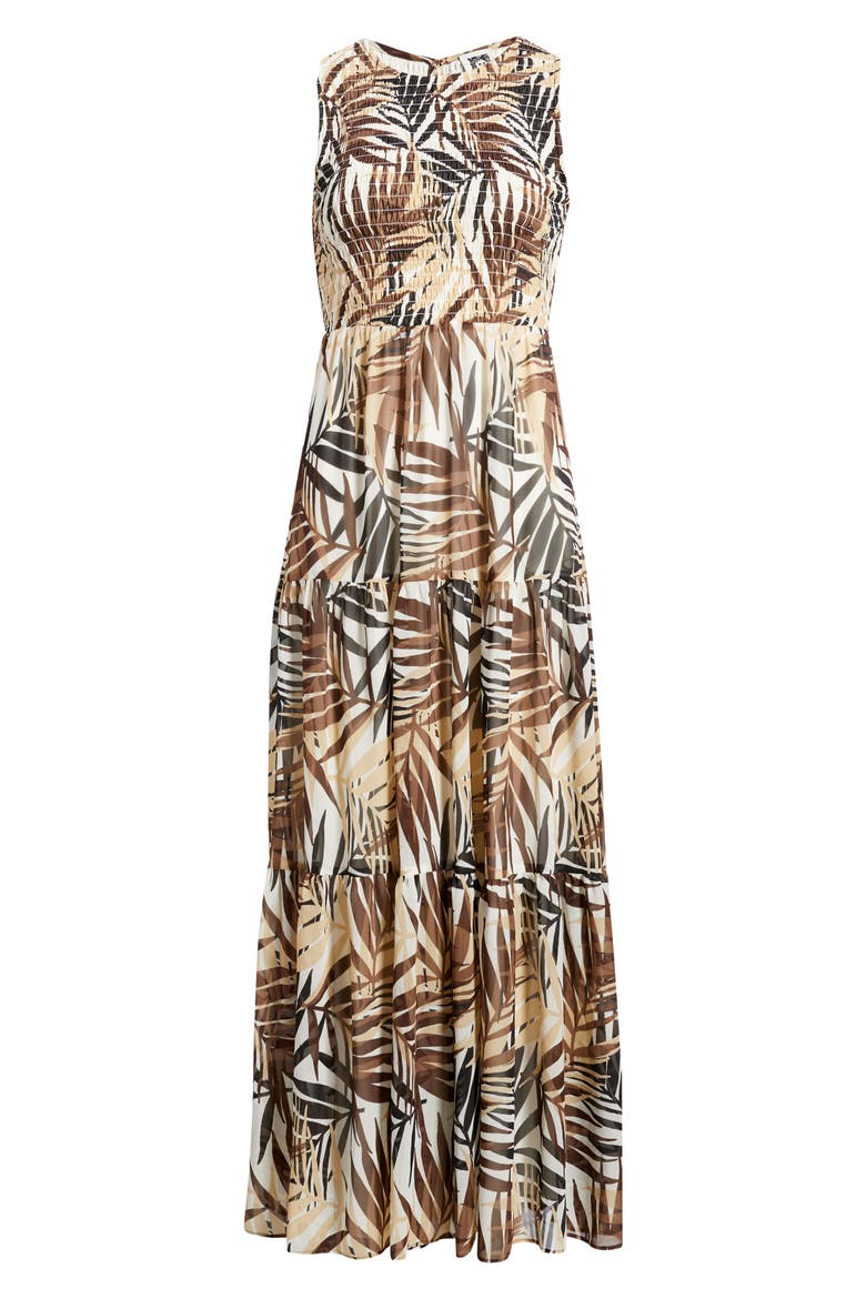 Print Smocked Bodice Sleeveless Maxi Dress, Alternate, color, WHITE DOVE MULTI