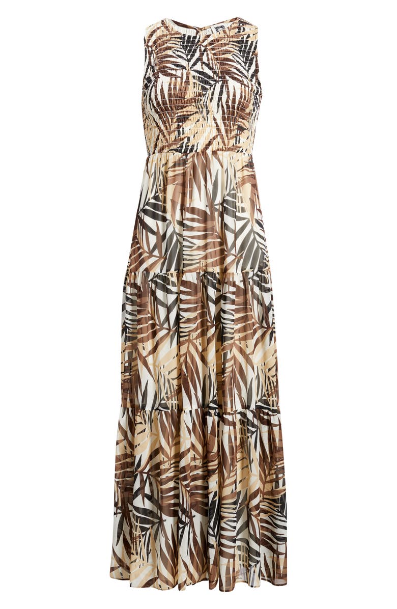 Anne Klein Print Smocked Bodice Sleeveless Maxi Dress, Alternate, color, White Dove Multi