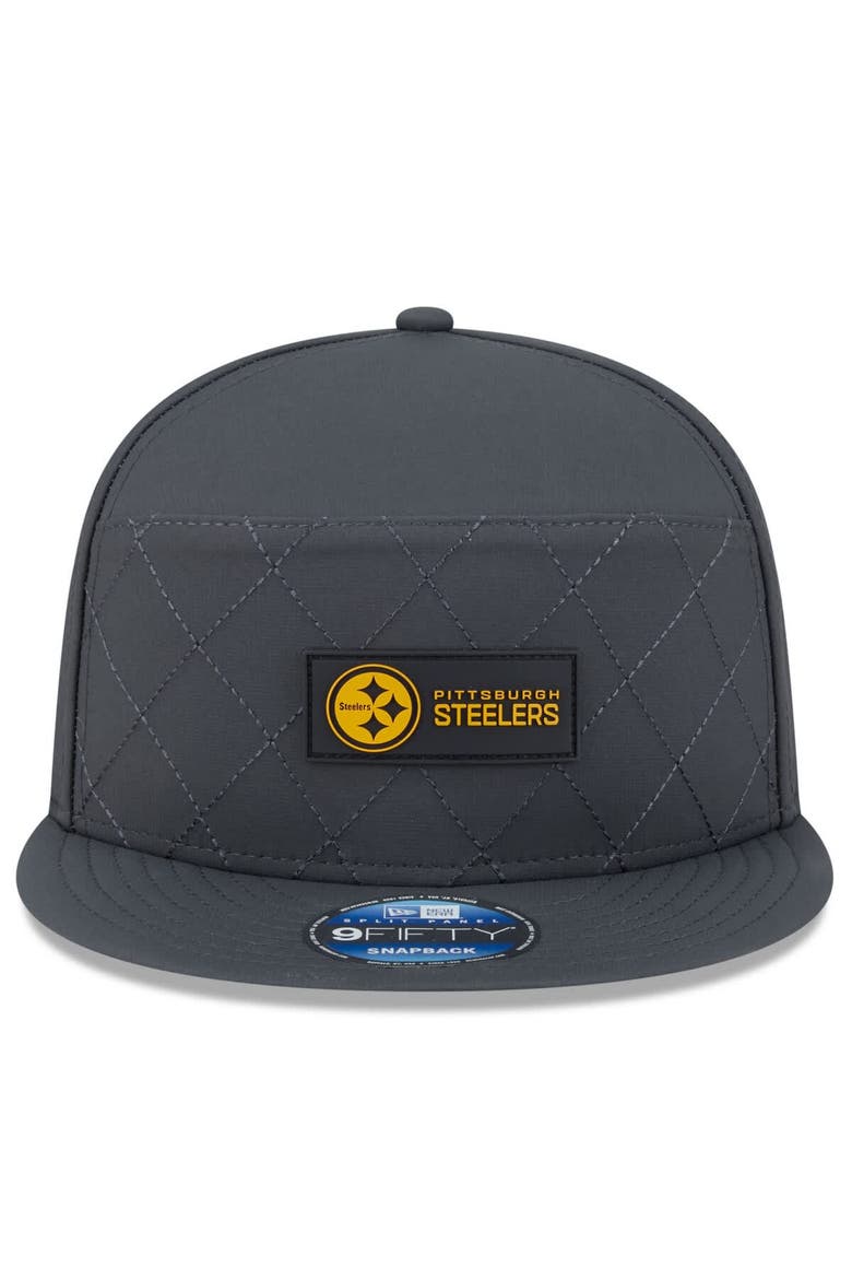 Men's New Era Charcoal Pittsburgh Steelers 2025 Sideline Cold Weather Split Panel 9FIFTY Snapback Hat, Alternate, color, Charcoal