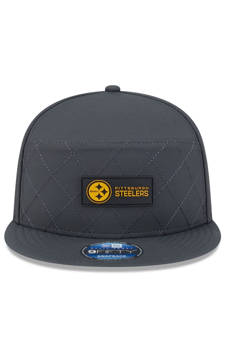 New Era Men's New Era Charcoal Pittsburgh Steelers 2025 Sideline Cold Weather Split Panel 9FIFTY Snapback Hat, Alternate, color, Charcoal