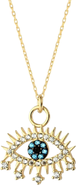 Spero London Evil Eye Blue Eye Eyelash Sterling Silver Pendant Necklace