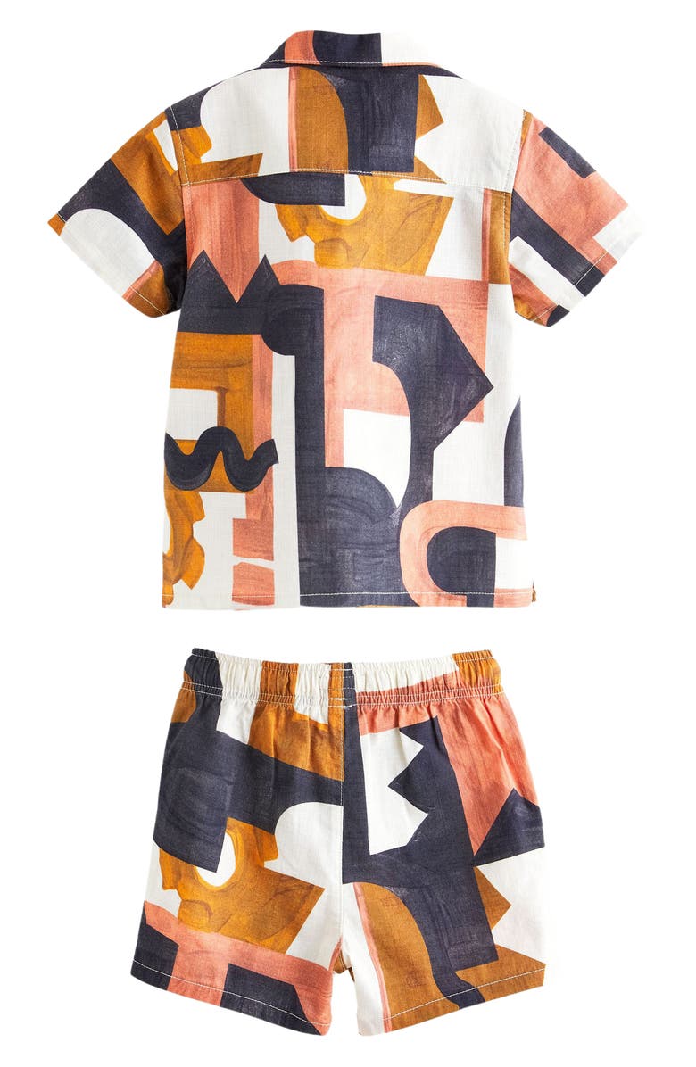 NEXT Kids' Abstract Print Button-Up Shirt & Shorts Set, Alternate, color, 
