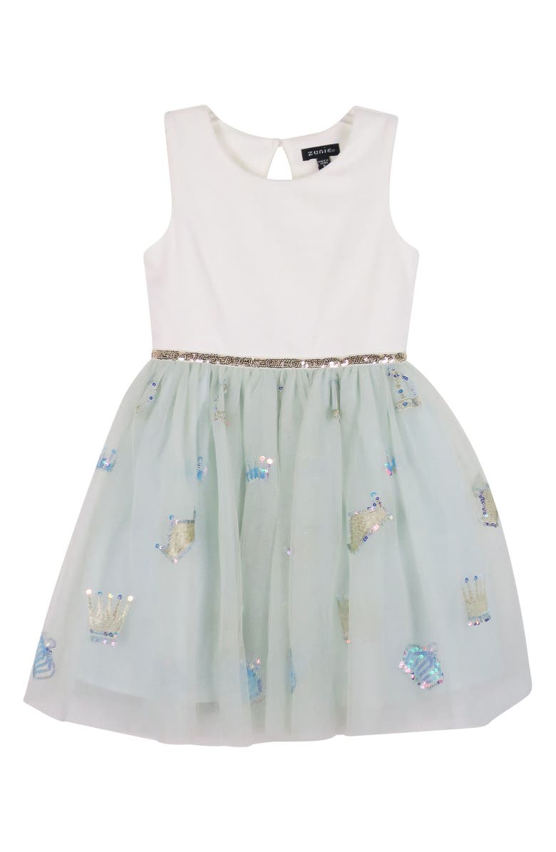 Zunie Kid's Sequin Sleeveless Tulle Dress, Main, color, 