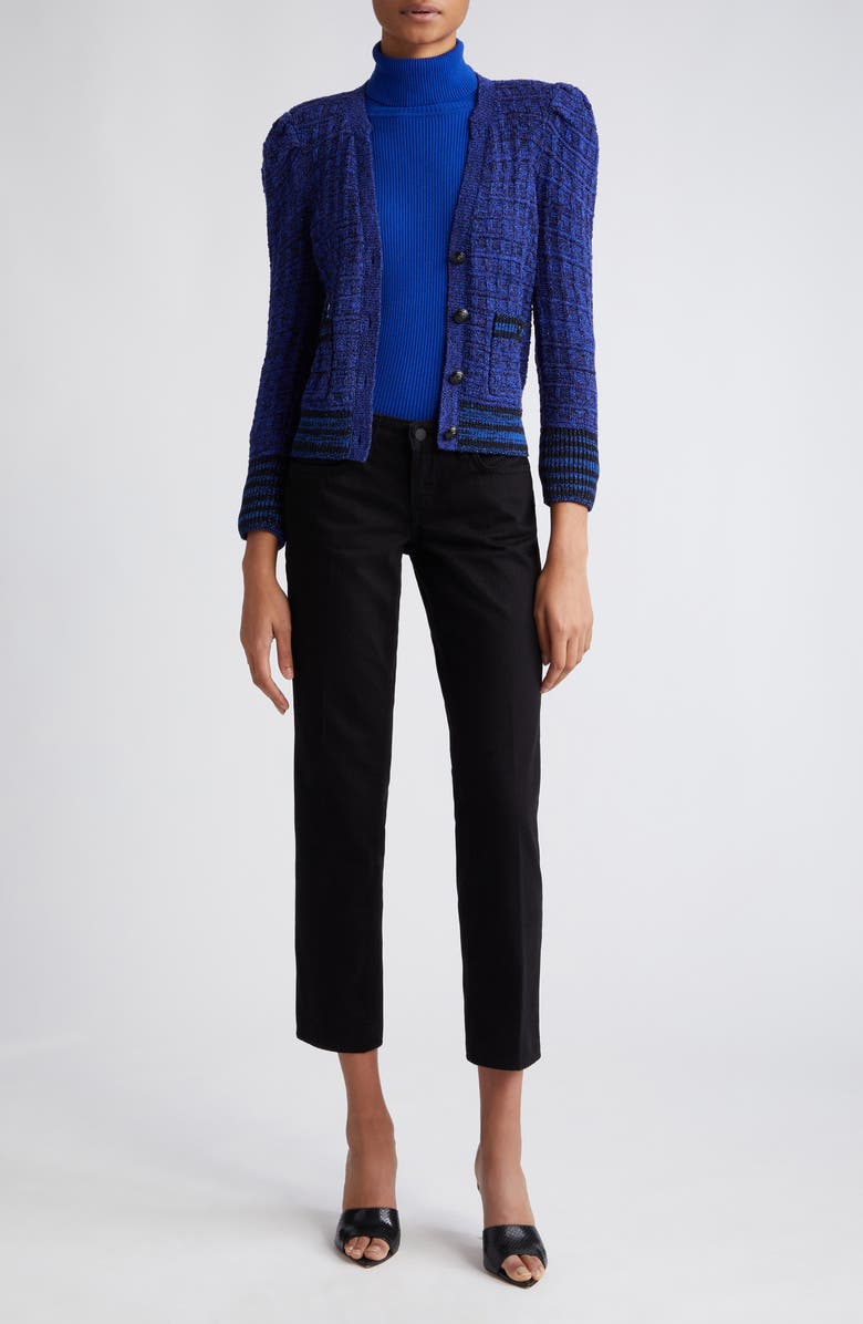 L'AGENCE Reeves Button Shoulder Rib Turtleneck Top, Alternate, color, 