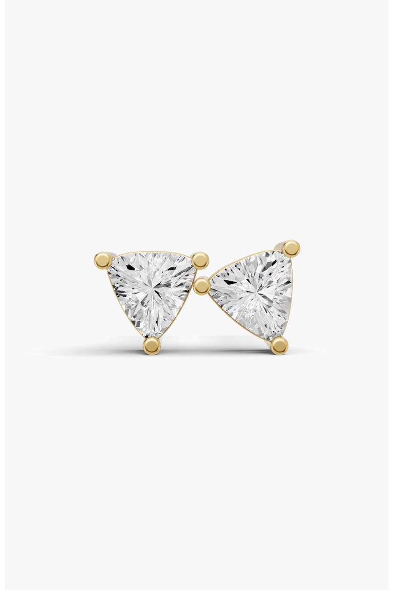 14K Gold Studs 1 ct Earrings Trillion Solitaire, Main, color, Yellow Gold
